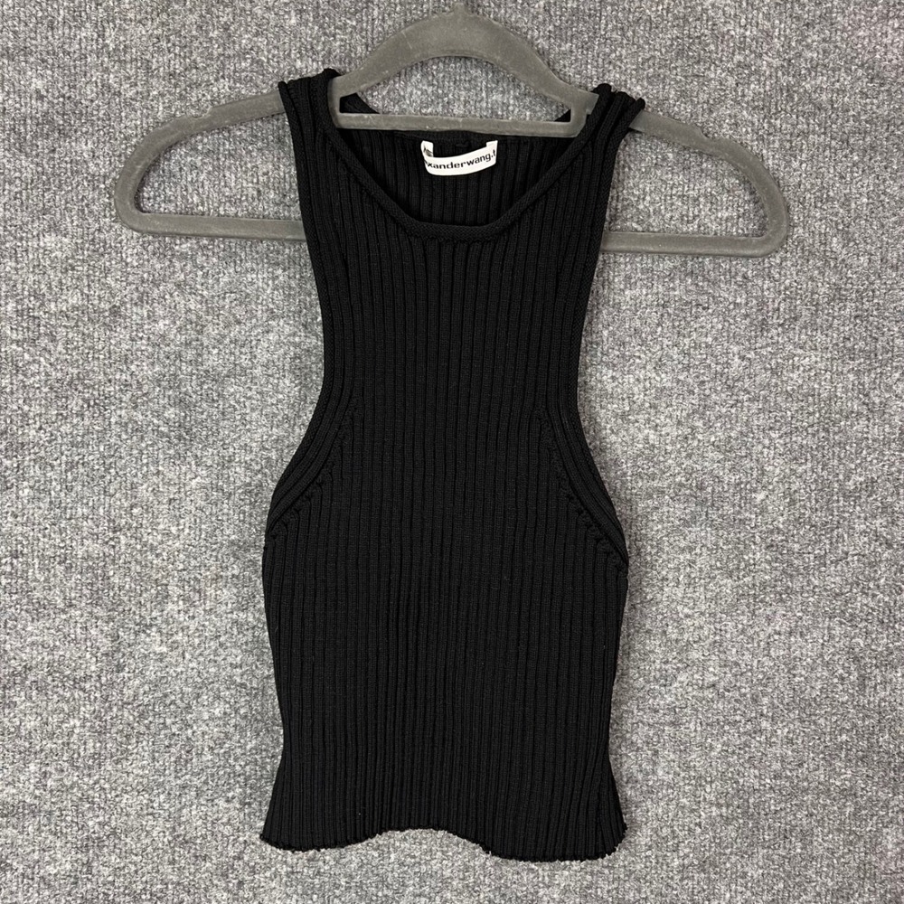 Alexander Wang T Ribbed Tank Top Womens Small Black Excellent Back Cutout Tank